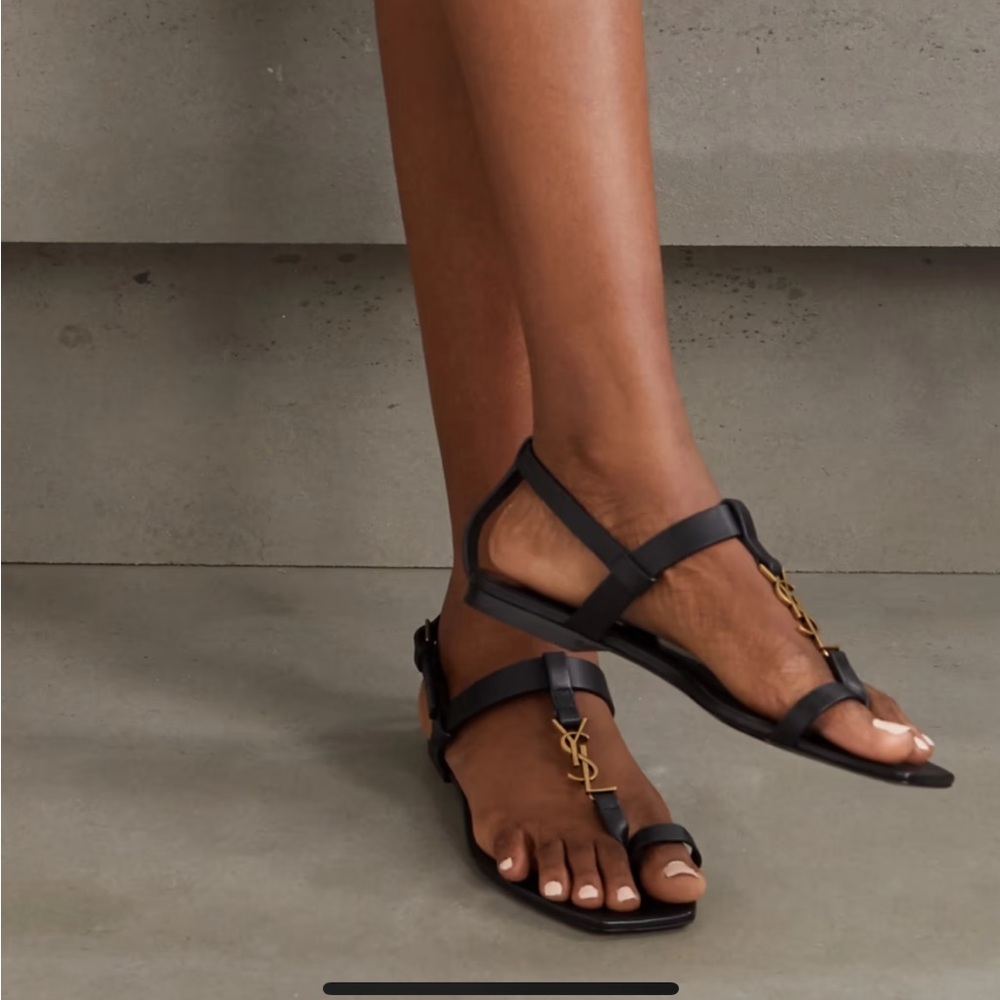 Saint Laurent Cassandra logo-embellished leather sandals